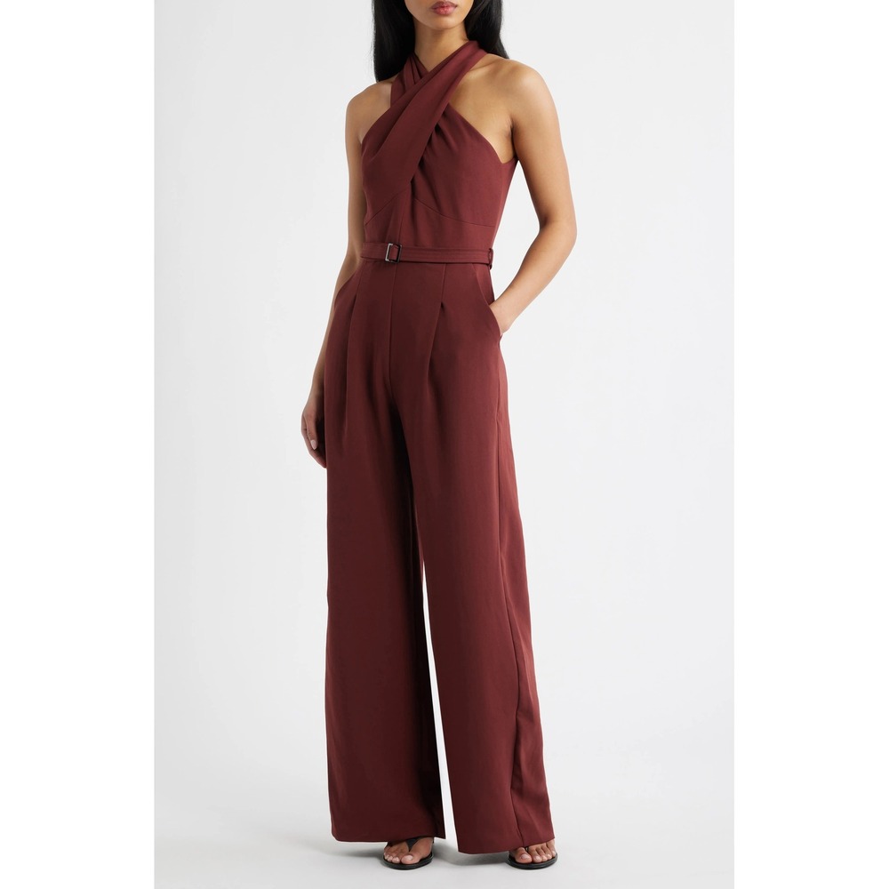 MANGO Mono Jane Cross-Over Neck Designer Jumpsuit, Size XS (2), BNWT